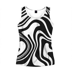 Майка-безрукавка женская Черно-белые полосы Black and white stripes, цвет: 3D-белый