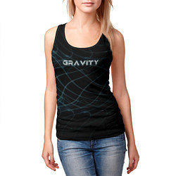 Майка-безрукавка женская Gravity blue line theme, цвет: 3D-черный — фото 2