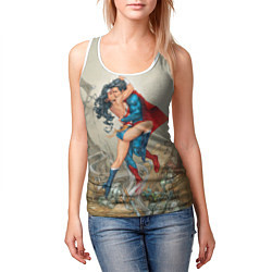 Майка-безрукавка женская The Kiss of Superman and Wonder Woman, цвет: 3D-белый — фото 2