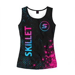 Майка-безрукавка женская Skillet - neon gradient: надпись, символ, цвет: 3D-черный