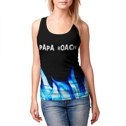 Майка-безрукавка женская Papa Roach blue fire, цвет: 3D-черный — фото 2