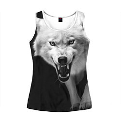 Майка-безрукавка женская Агрессивный белый волк, цвет: 3D-белый