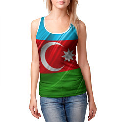 Майка-безрукавка женская Азербайджанский флаг, цвет: 3D-белый — фото 2