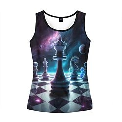 Майка-безрукавка женская Космические шахматы, цвет: 3D-черный