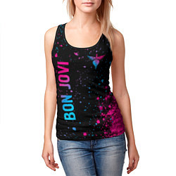 Майка-безрукавка женская Bon Jovi - neon gradient: надпись, символ, цвет: 3D-черный — фото 2