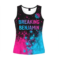 Майка-безрукавка женская Breaking Benjamin - neon gradient: символ сверху, цвет: 3D-черный