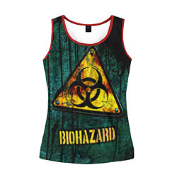 Майка-безрукавка женская Biohazard yellow sign, цвет: 3D-красный