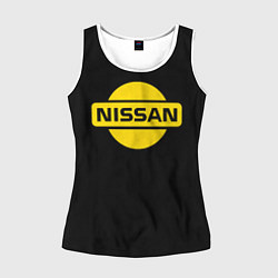 Майка-безрукавка женская Nissan yellow logo, цвет: 3D-белый