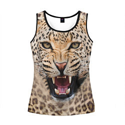 Майка-безрукавка женская Взгляд леопарда, цвет: 3D-черный
