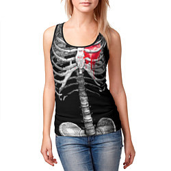 Майка-безрукавка женская Скелет с сердцем, цвет: 3D-черный — фото 2