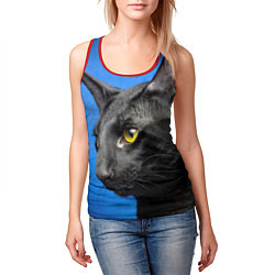Майка-безрукавка женская Черный кот, цвет: 3D-красный — фото 2