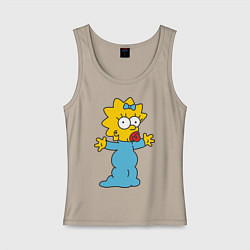 Майка женская хлопок Maggie Simpson, цвет: миндальный