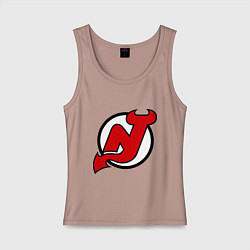 Майка женская хлопок New Jersey Devils, цвет: пыльно-розовый