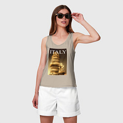 Майка женская хлопок Leaning tower of Pisa, цвет: миндальный — фото 2