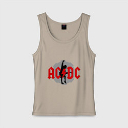 Майка женская хлопок AC/DC: Angus Young, цвет: миндальный