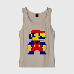 Майка женская хлопок Pixel Mario, цвет: миндальный