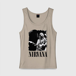 Майка женская хлопок Black Nirvana, цвет: миндальный