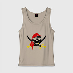Майка женская хлопок Пиратская футболка, цвет: миндальный