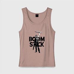 Майка женская хлопок Evil Dead: Boom Stack, цвет: пыльно-розовый