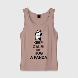 Майка женская хлопок Keep Calm & Hug A Panda, цвет: пыльно-розовый