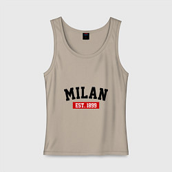 Майка женская хлопок FC Milan Est. 1899, цвет: миндальный