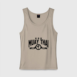 Майка женская хлопок Muay thai boxing, цвет: миндальный