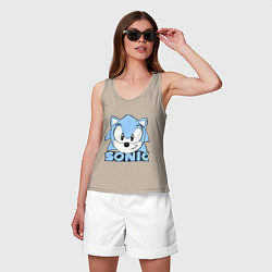 Майка женская хлопок Соник, цвет: миндальный — фото 2