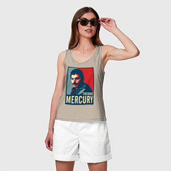 Майка женская хлопок Freddie Mercury, цвет: миндальный — фото 2