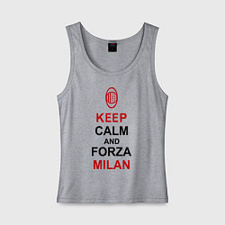 Майка женская хлопок Keep Calm & Forza Milan, цвет: меланж