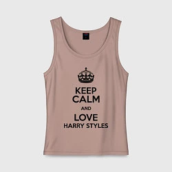 Майка женская хлопок Keep Calm & Love Harry Styles, цвет: пыльно-розовый