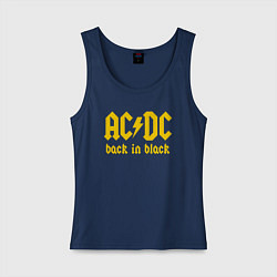 Майка женская хлопок ACDC BACK IN BLACK, цвет: тёмно-синий