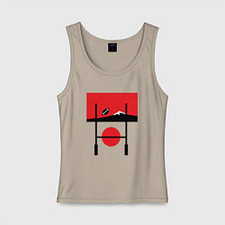 Майка женская хлопок Регби, Япония 2019, цвет: миндальный