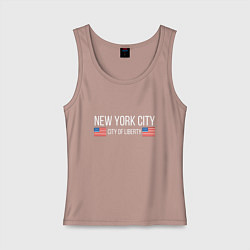 Майка женская хлопок NEW YORK, цвет: пыльно-розовый