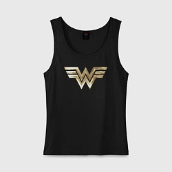 Майка женская хлопок Wonder Woman logo, цвет: черный