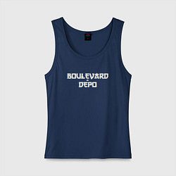 Майка женская хлопок Logo boulevard depo, цвет: тёмно-синий