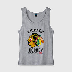 Майка женская хлопок CHICAGO BLACKHAWKS NHL, цвет: меланж