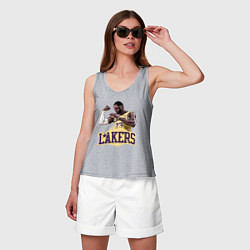 Майка женская хлопок LeBron - Lakers, цвет: меланж — фото 2