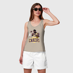 Майка женская хлопок LeBron - Lakers, цвет: миндальный — фото 2