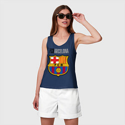 Майка женская хлопок Barcelona FC, цвет: тёмно-синий — фото 2