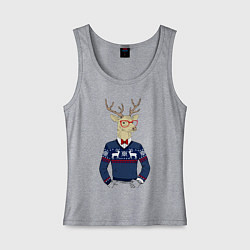 Майка женская хлопок Hipster Deer, цвет: меланж