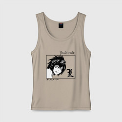 Майка женская хлопок ТЕТРАДЬ СМЕРТИ, цвет: миндальный