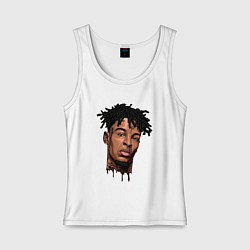 Майка женская хлопок 21 Savage, цвет: белый