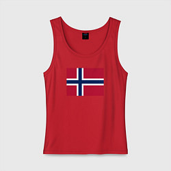 Майка женская хлопок Норвегия Флаг Норвегии, цвет: красный