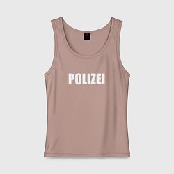 Майка женская хлопок POLIZEI Полиция Надпись Белая, цвет: пыльно-розовый