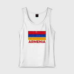 Майка женская хлопок Armenia Flag, цвет: белый