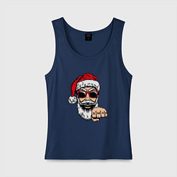 Майка женская хлопок Bad Santa xmas Плохой Санта, цвет: тёмно-синий