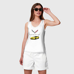 Майка женская хлопок Chevrolet Corvette motorsport, цвет: белый — фото 2