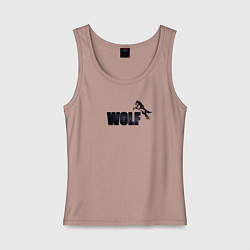 Майка женская хлопок Wolf brand, цвет: пыльно-розовый