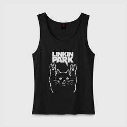 Майка женская хлопок Linkin Park, Линкин Парк, Рок кот, цвет: черный