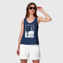 Майка женская хлопок Шахматы БелыеЧерные - пешка и король, цвет: тёмно-синий — фото 2